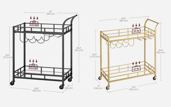 Drinks Trolley Bar Cart Serving Trolley Cart, 2 of 5