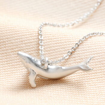 Whale Pendant Necklace In Silver Plating, 2 of 5
