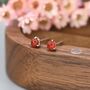 Natural Red Carnelian Stud Earrings In Sterling Silver, thumbnail 3 of 11