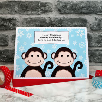 'Monkeys' Personalised Childrens Christmas Card, 2 of 4