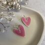 Bright Pink Statement Ceramic Heart Earrings, thumbnail 2 of 8