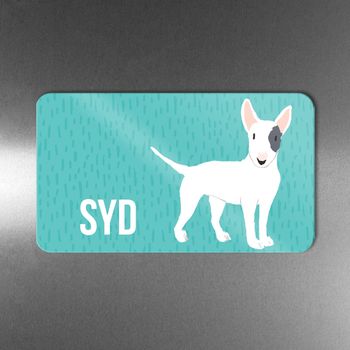 Personalised Bull Terrier Magnet Three Dog Colours, 2 of 3