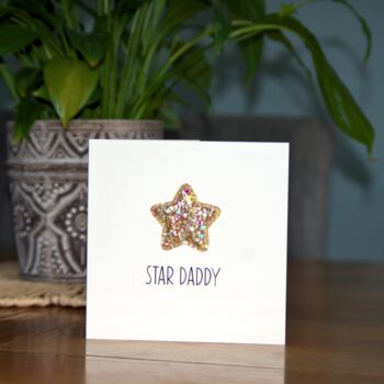 Star Daddy/Grandad Glitter Star Birthday Card, 2 of 2