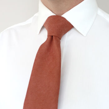 Wedding Handmade 100% Brushed Cotton Tie In Burnt Orange | Groomsmen Ties, 4 of 10