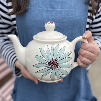 Personalised Hand Painted Dahlia Flower Teapot, 3 of 6