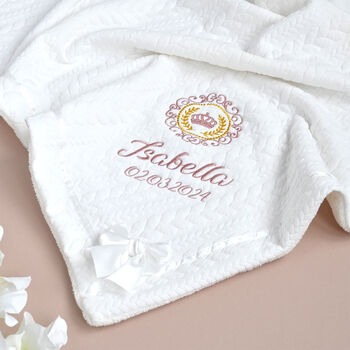 Personalised New Born Baby Blanket With Bow, 6 of 8