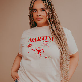 Retro Martini Calling Character T Shirt, 2 of 6