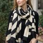 Black And Cream Heart Swirl Scarf, thumbnail 1 of 6