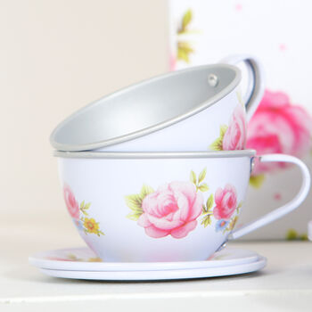 Floral Tin Tea Set With Personalised Case, 4 of 6