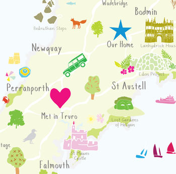 Personalised Cornwall Map: Add Favourite Places, 2 of 4