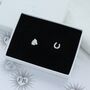 Horse And Shoe Mismatched Stud Earrings, thumbnail 1 of 2
