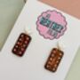 Chocolate Biscuit Glitter Earrings / Biscuit Lover Gift / Novelty Food Jewellery / Fun Accessories, thumbnail 2 of 5