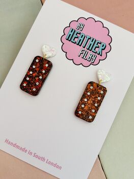 Chocolate Biscuit Glitter Earrings / Biscuit Lover Gift / Novelty Food Jewellery / Fun Accessories, 2 of 5