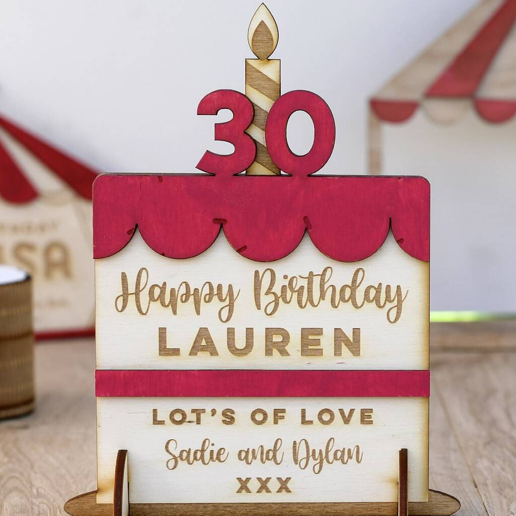 Personalised Wooden Birthday Cake Card, 1 of 3