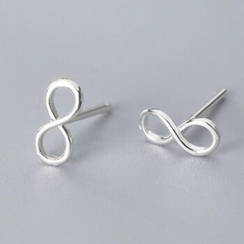 Sterling Silver Infinity Symbol Stud Earrings, 2 of 5