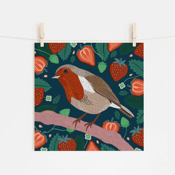 Robin And Strawberries Print, 2 of 2