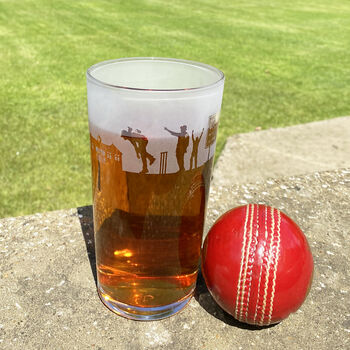 Cricket Batsmen Etched Pint Glass, 2 of 7