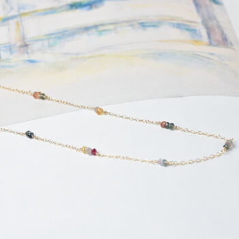 Multicolour Sapphire Dainty Chain Necklace, 6 of 12