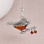 Personalised Sterling Silver Baltic Amber Robin Pendant Necklace, thumbnail 4 of 12