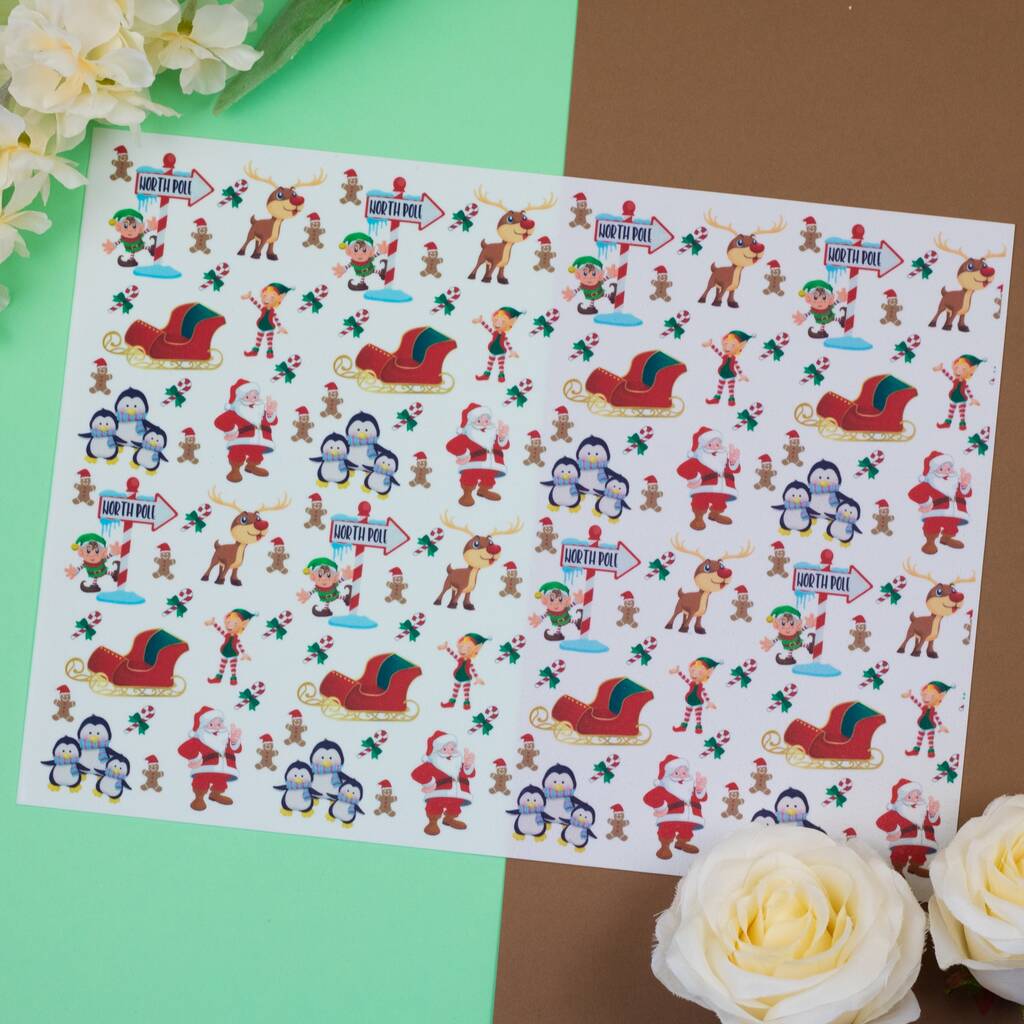 North Pole Festive Themed A4 Tiled Sheet By Sprinkles and Toppers