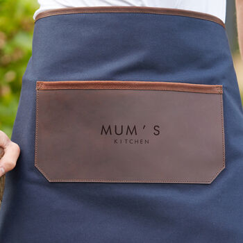 Personalised Canvas And Leather Kitchen Apron, 2 of 12