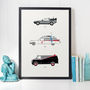 Iconic 80's Movie Car Collection Print, thumbnail 2 of 2