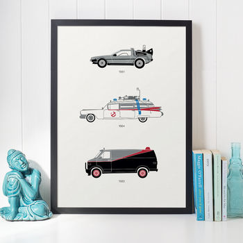 Iconic 80's Movie Car Collection Print, 2 of 2