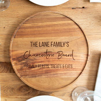 Personalised Charcuterie Board Round Acacia Wood, 5 of 5
