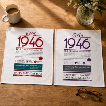 Personalised 80th Birthday Gift 1946 Handkerchief Pair, 9 of 12