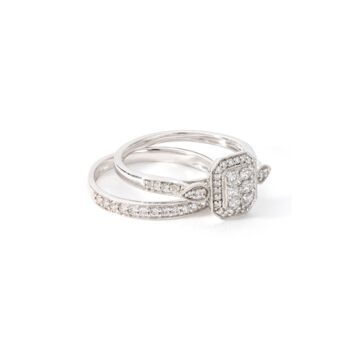 White Gold Natural Diamond Bridal Ring Set, 4 of 6