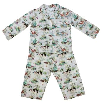 Children's Jungle Print Cotton Pyjamas, 3 of 4
