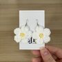 Handmade Crochet White Daisy Earrings: Surgical Steel, thumbnail 6 of 12
