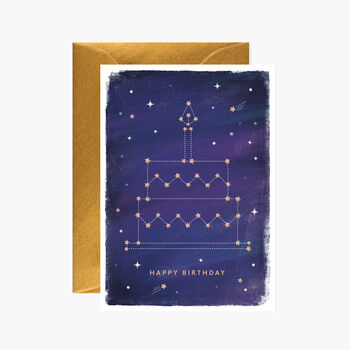 Happy Birthday Cake Constellation Greeting Card, 2 of 2