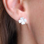 Hammered Silver Lucky Clover Leaf Stud Earrings, thumbnail 3 of 5