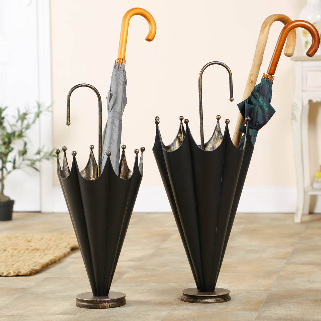 Vintage Black And Gold Umbrella Stand By Dibor