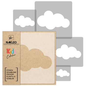 Reusable Plastic Stencils Five Pcs Clouds With Brushes, 2 of 5