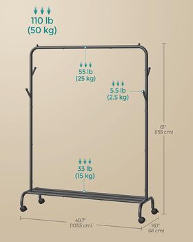 Clothes Rail Metal Frame Single Clothes Hanging Rail, 12 of 12