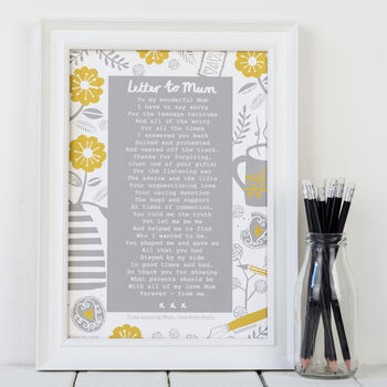 A Letter To Mum Poem Print, 2 of 5