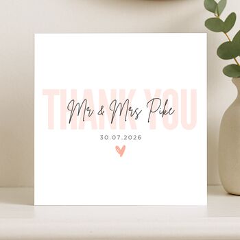 Blush Personalised Wedding Thank You Card, 7 of 8