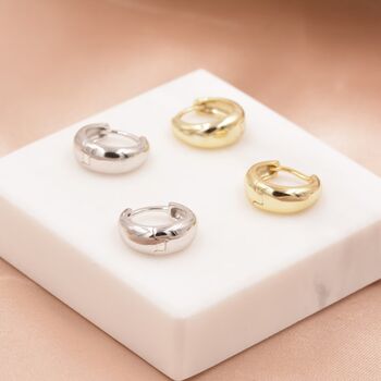 Sterling Silver Mini Chunky Hoop Earrings, 7 of 11