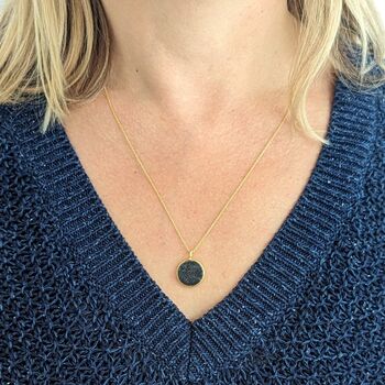 'The Circle' Sapphire September Birthstone Necklace, Gold Plated, 2 of 7