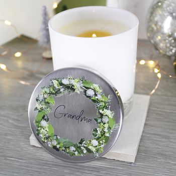 Wreath Scented Christmas Candle With Lid For Grandma, 5 of 5