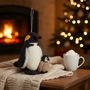 Snuggly Penguins Handmade Felt Christmas Decoration, thumbnail 1 of 5