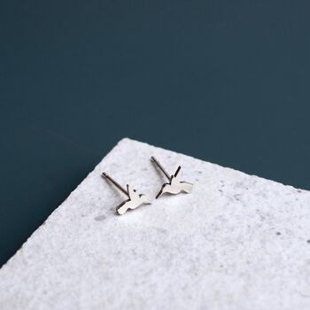 Tiny Sterling Silver Hummingbird Stud Earrings, 6 of 8