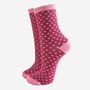 Women's Glitter Socks Berry Pink Small Polka Dots, thumbnail 2 of 5