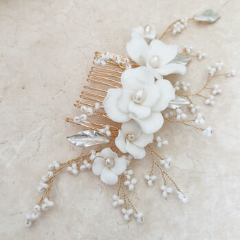 White Bridal Hair Comb, 5 of 5