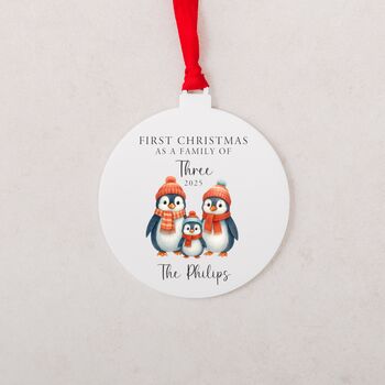 Personalised First Christmas Penguin Family Tree Decoration, 8 of 8