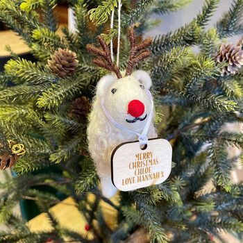 Personalised Felt Sheep Christmas Decoration, 3 of 4