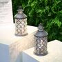 Pack Of Two Vintage Metal Table Lamps Square Pattern, thumbnail 1 of 4