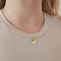 Hammered Brass Double Disc Pendant Necklace, thumbnail 7 of 8